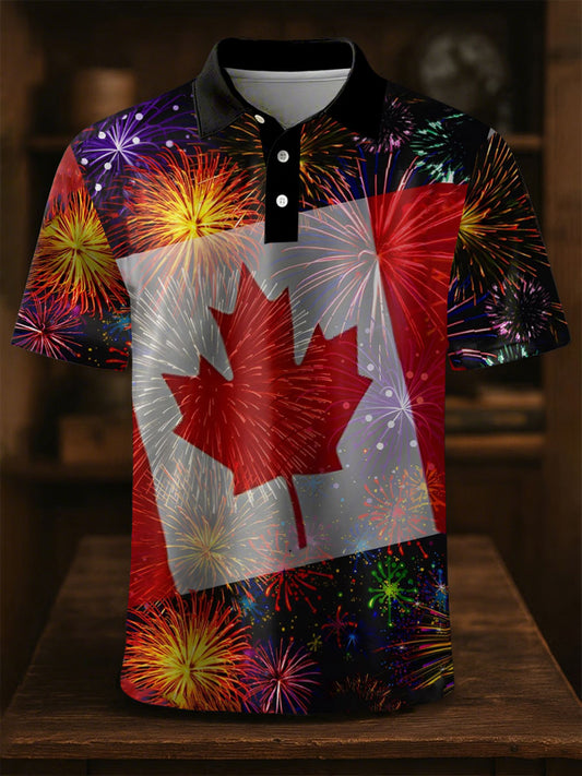 Men's Canada Print Casual Button-Down Top