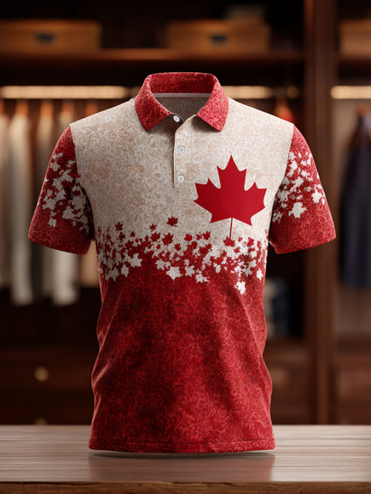 Men's Canadian Maple Leaf Print Casual Top