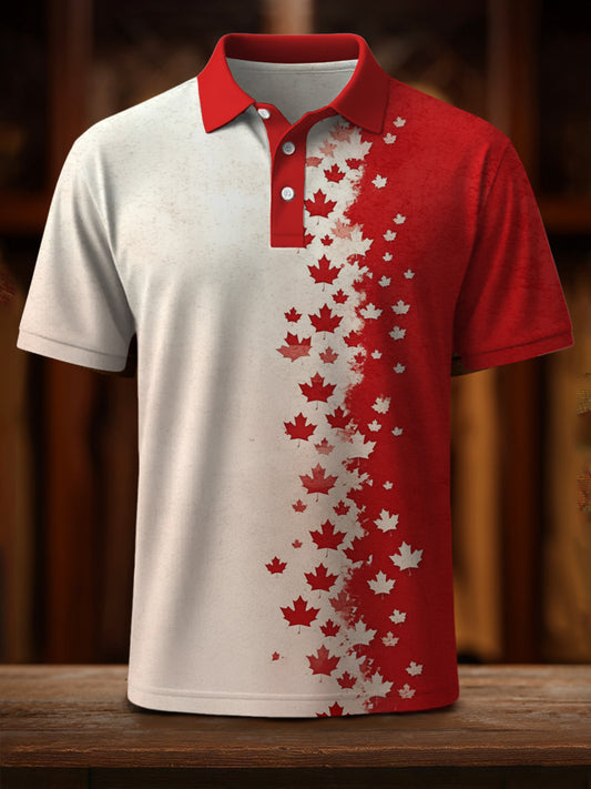 Men's Canadian Maple Leaf Print Casual Top
