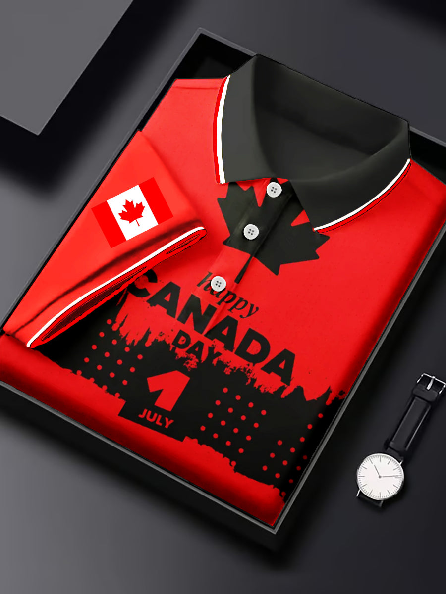 Men's Happy Canada Day Canadian Maple Leaf  Print Casual Top