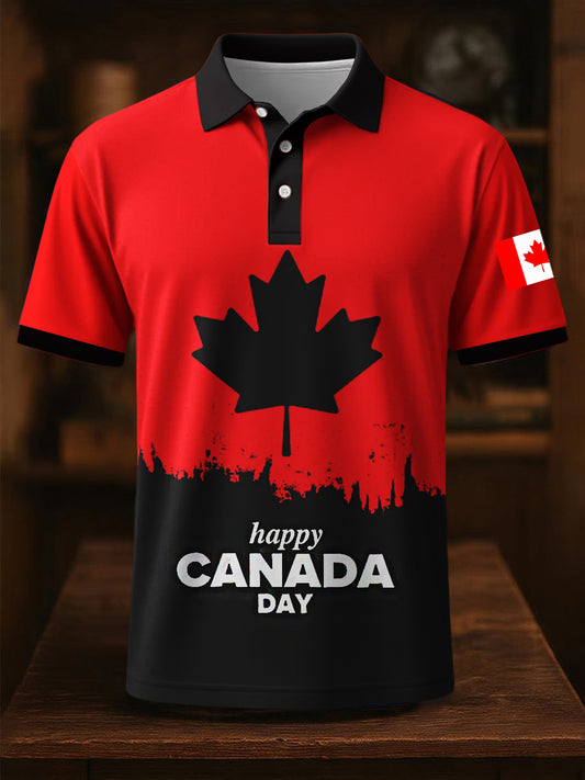Men's Happy Canada Day Canadian Maple Leaf  Print Casual Top