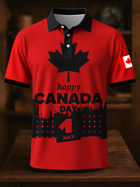 Men's Happy Canada Day Canadian Maple Leaf  Print Casual Top