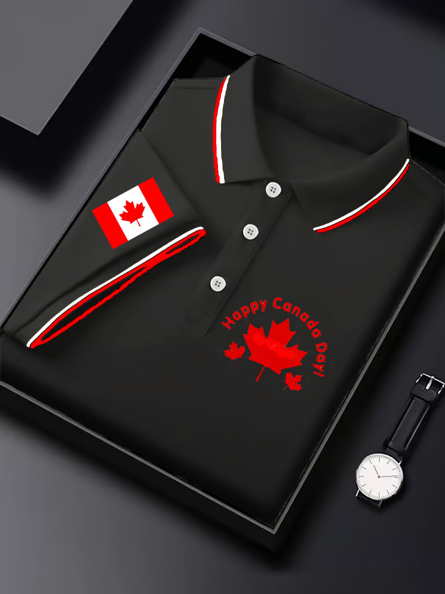 Men's Happy Canada Day Canadian Maple Leaf  Print Casual Top