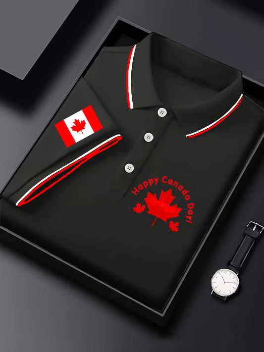 Men's Happy Canada Day Canadian Maple Leaf  Print Casual Top