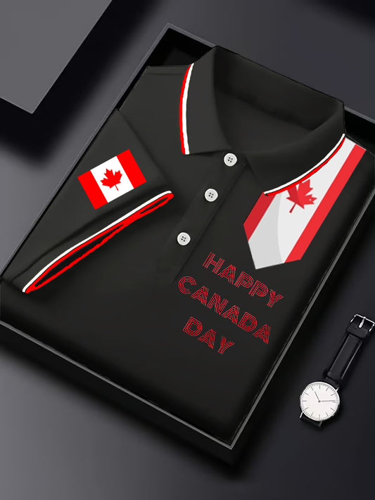 Men's Happy Canada Day Canadian Maple Leaf  Print Casual Top