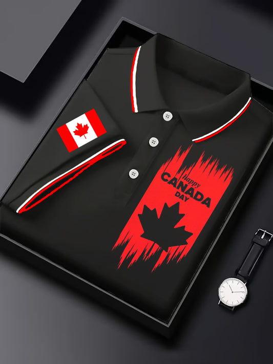 Men's Happy Canada Day Canadian Maple Leaf  Print Casual Top