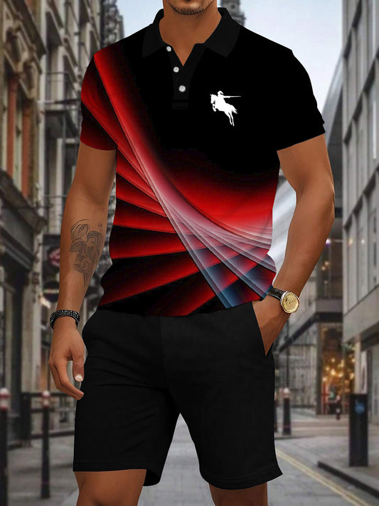 Men's Geometric Art Print Casual Two-Piece Set