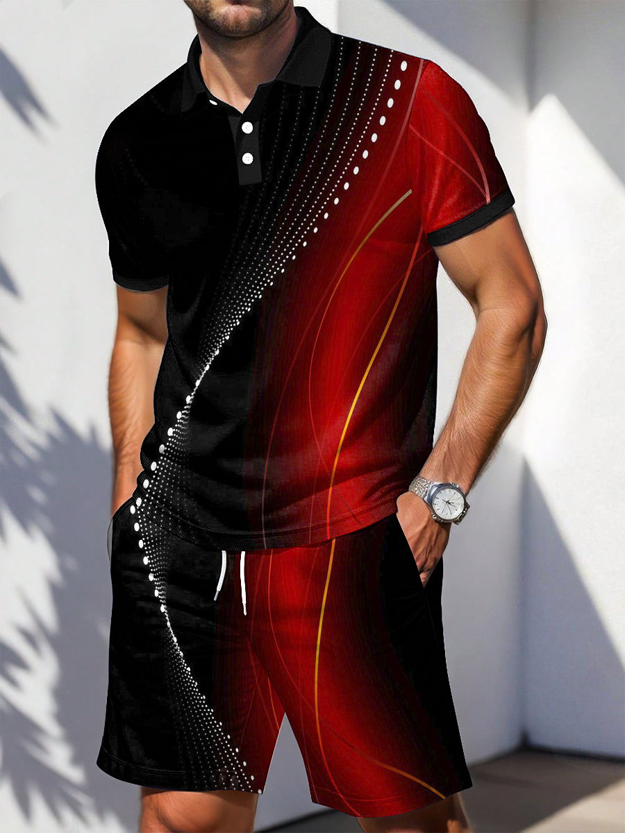 Men's Geometric Art Print Casual Two-Piece Set
