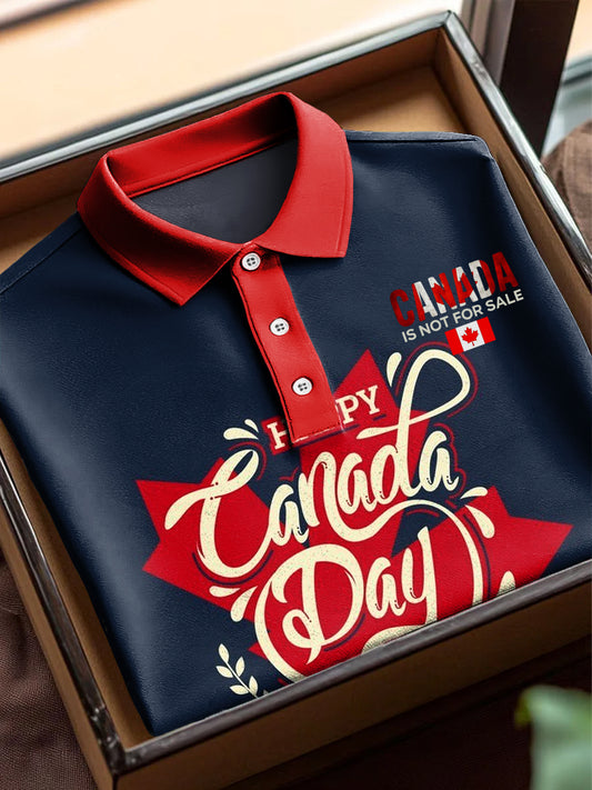 Vintage Cana Print Casual Short Sleeve Polo Shirt