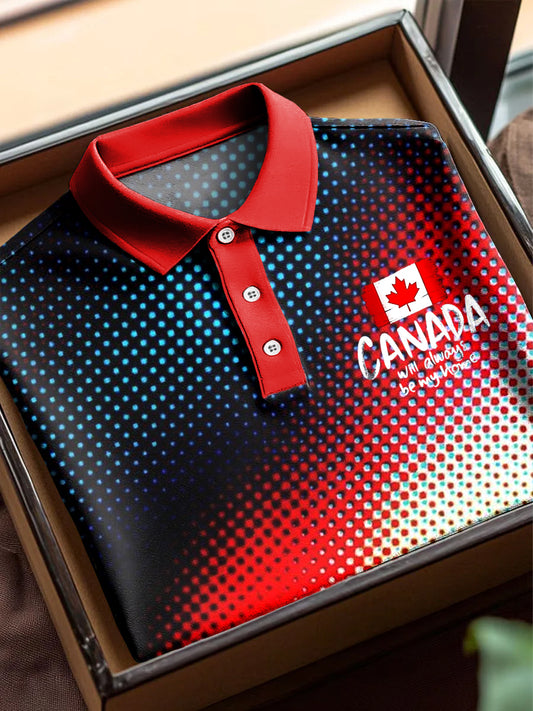 Vintage Canada Graphic Art Print Casual Short Sleeve Polo Shirt