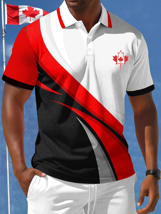 Men's Canadian Maple Leaf Art Geometric Print Casual Top