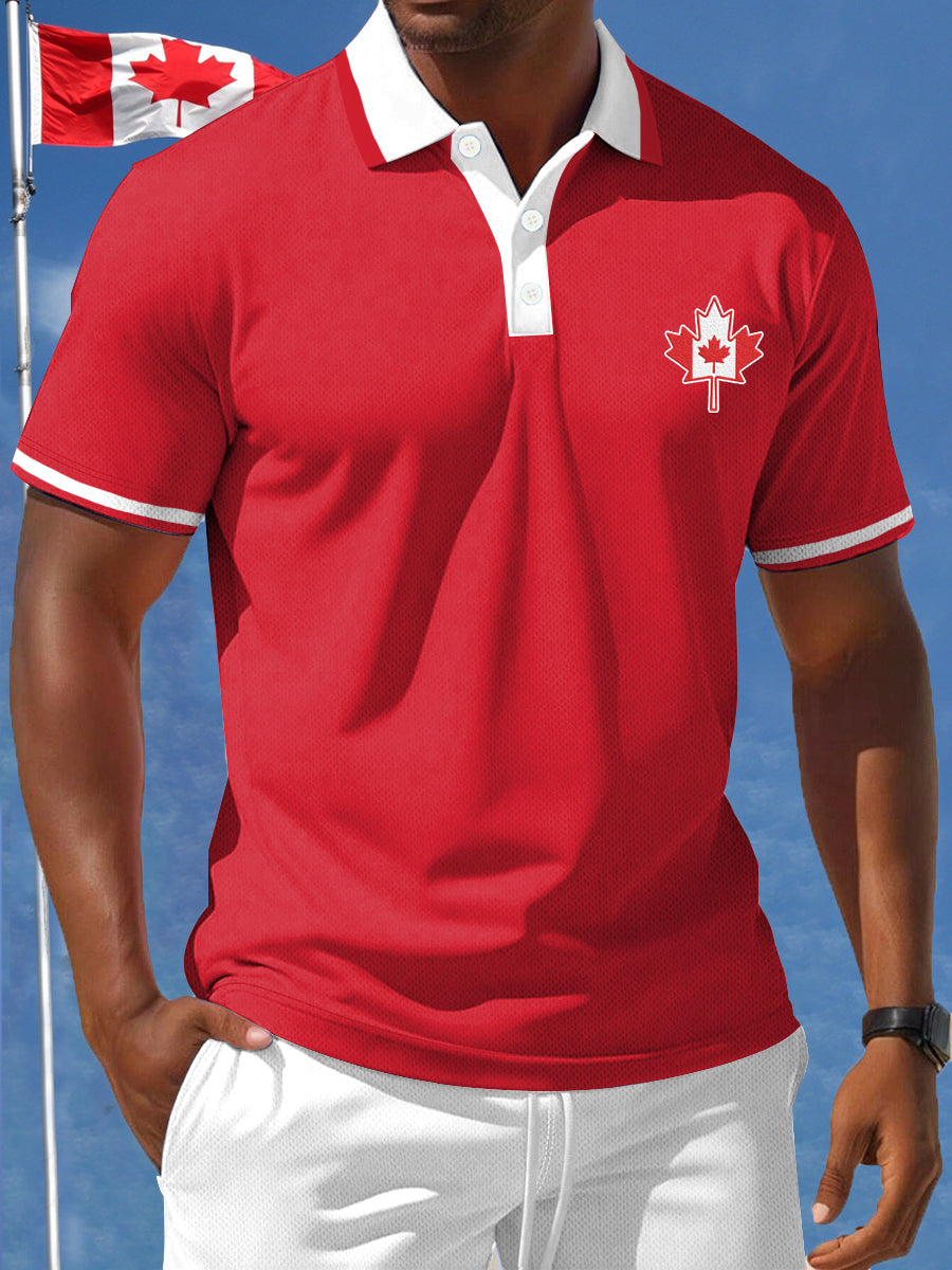 Men's Patriotic Canadian Maple Leaf Print Casual Top