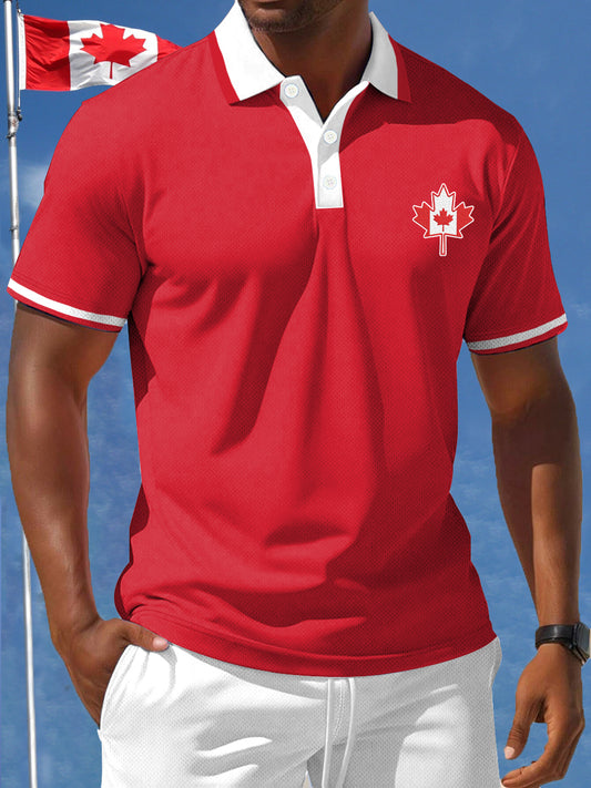 Men's Patriotic Canadian Maple Leaf Print Casual Top