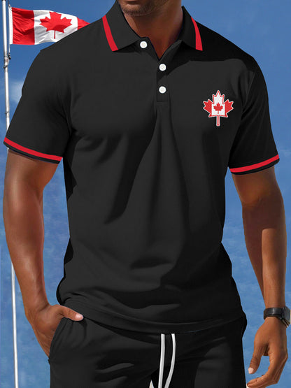 Men's Patriotic Canadian Maple Leaf Print Casual Top