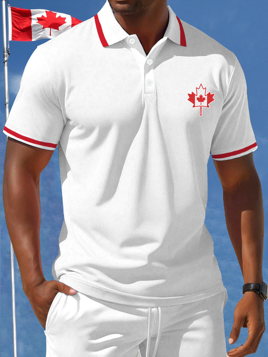 Men's Patriotic Canadian Maple Leaf Print Casual Top