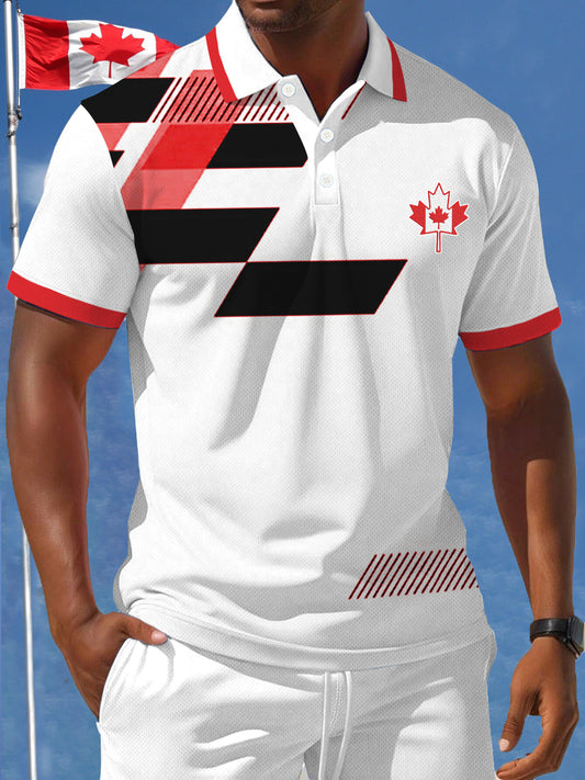 Men's Canadian Maple Leaf Art Geometric Print Casual Top