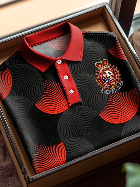 Canada Badge Line Scalloped Printing Casual Business Short Sleeve Polo Shirt