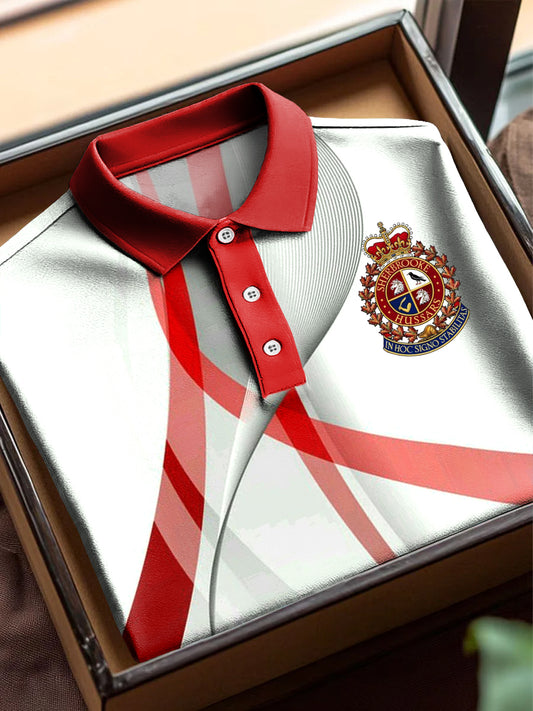 Canada Emblem Line Printing Casual Business Short Sleeve Polo Shirt