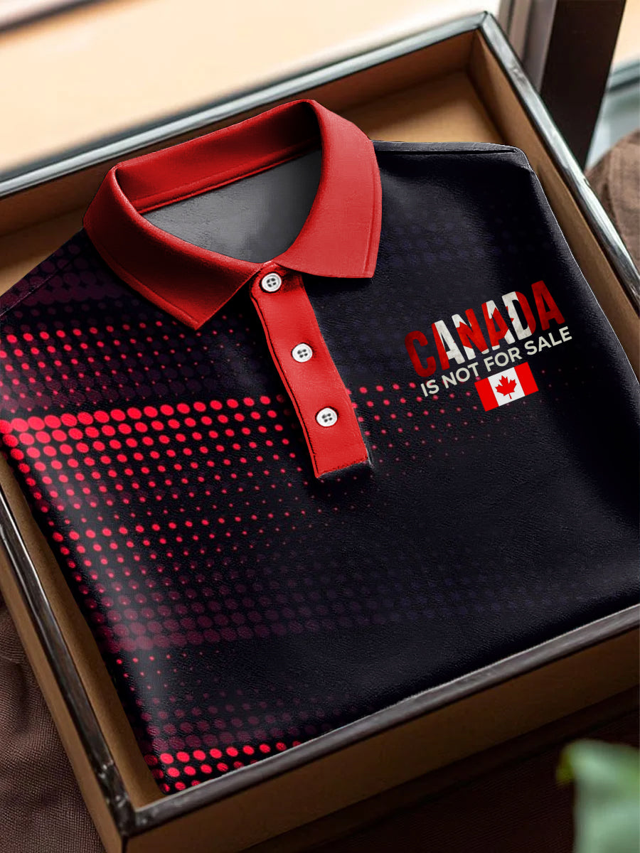 Canada Gradient Geometric Printing Casual Business Short Sleeve Polo Shirt