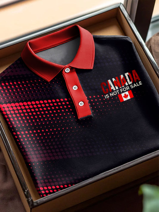 Canada Gradient Geometric Printing Casual Business Short Sleeve Polo Shirt