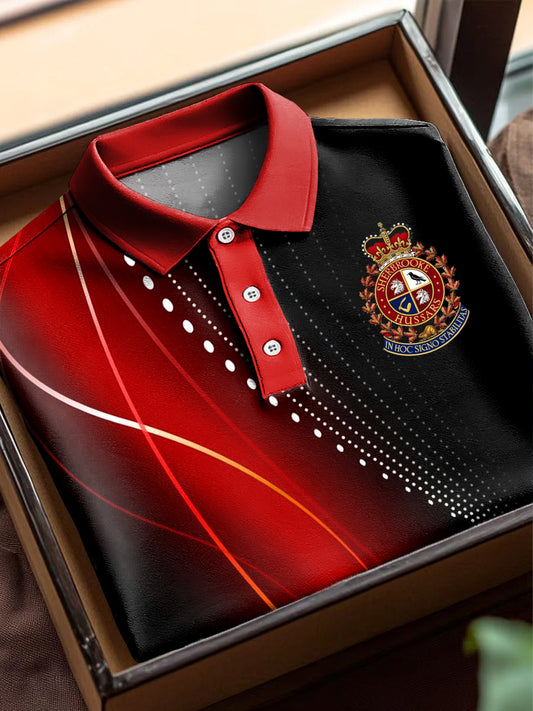Canada Line Badge Printing Casual Business Short Sleeve Polo Shirt