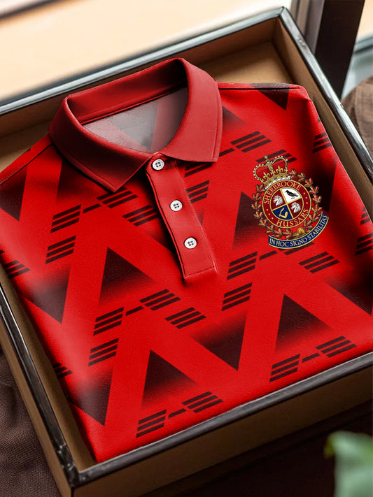Canadian Aboriginal Geometric Print Casual Business Short Sleeve Polo Shirt