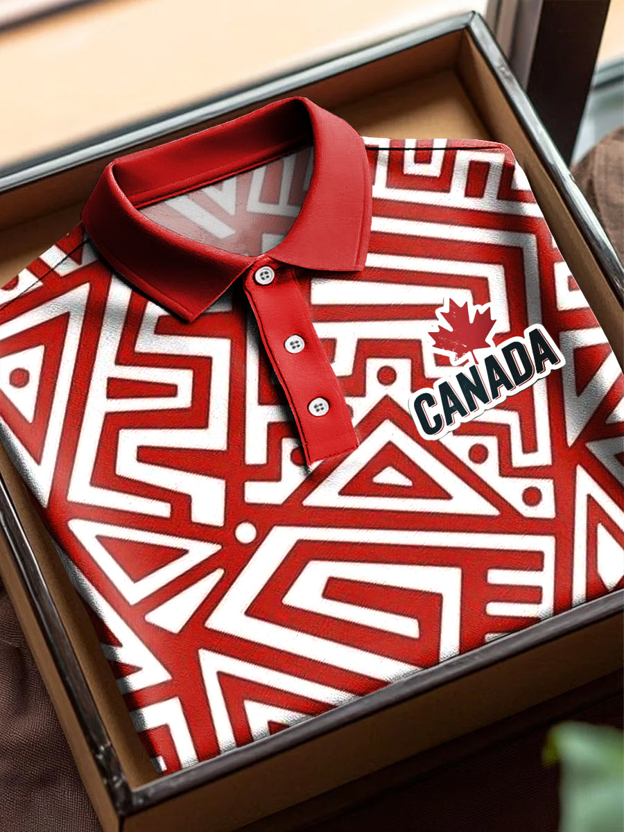 Canada Aboriginal Totem Printing Casual Business Short Sleeve Polo Shirt