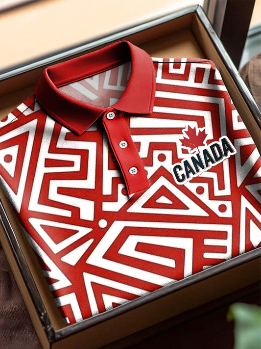 Canada Aboriginal Totem Printing Casual Business Short Sleeve Polo Shirt