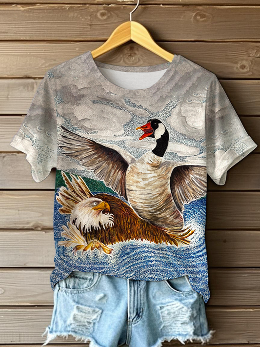 Women's Goose And Eagle Printed Casual T-Shirt