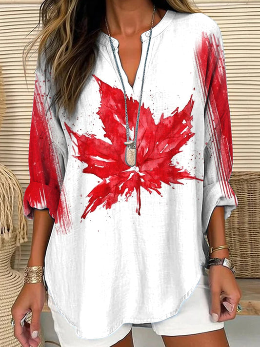 Women's V-neck pullover shirt