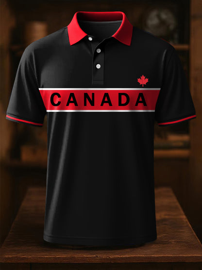 Men's Canadian Maple Leaf Print Casual Top