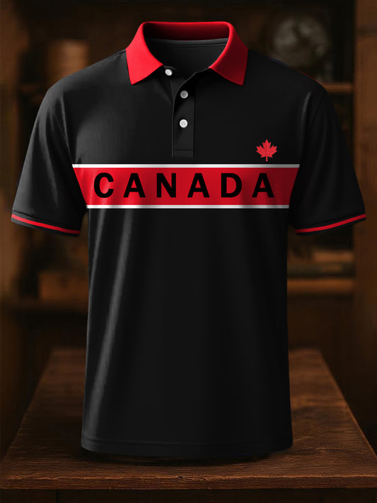 Men's Canadian Maple Leaf Print Casual Top