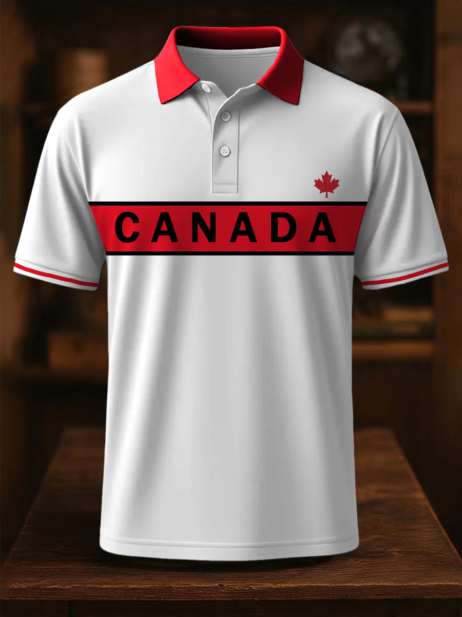 Men's Canadian Maple Leaf Print Casual Top