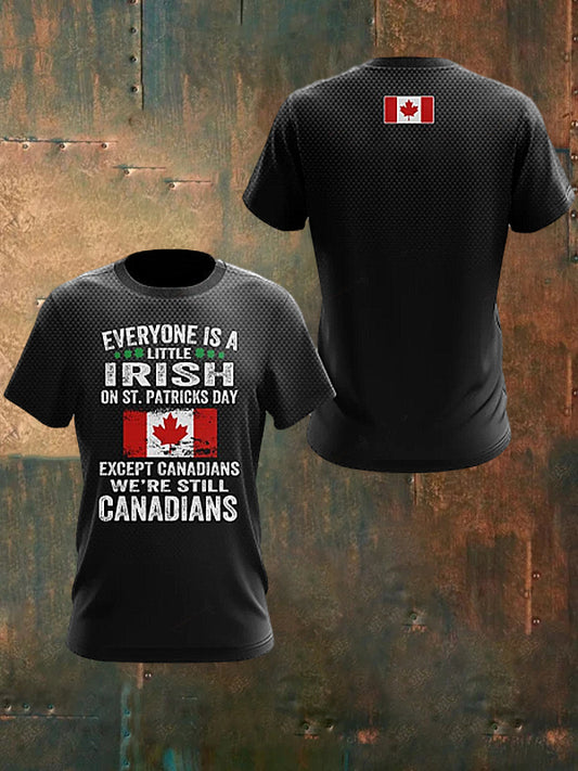 Men's Vintage Canadian Army Flag Veteran Print Casual Cotton Short Sleeve T-Shirt