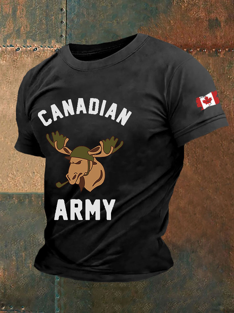 Men's Canadian Army Printed Casual T-Shirt