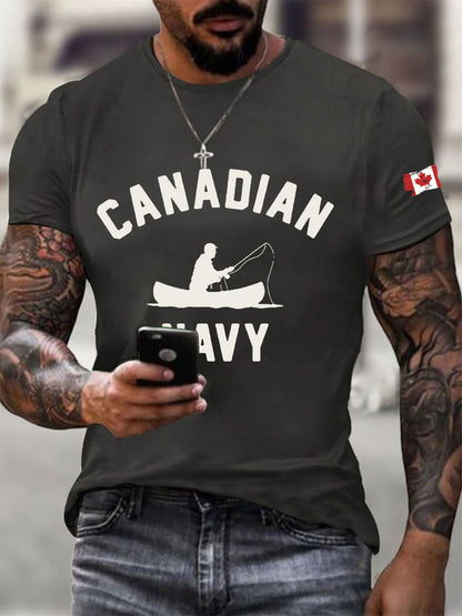 Men's Canadian Navy Printed Casual T-Shirt