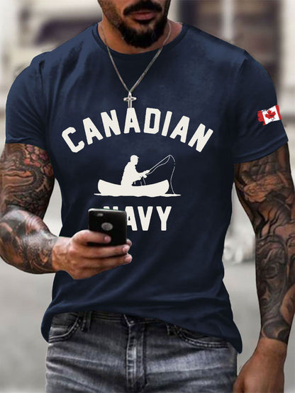 Men's Canadian Navy Printed Casual T-Shirt
