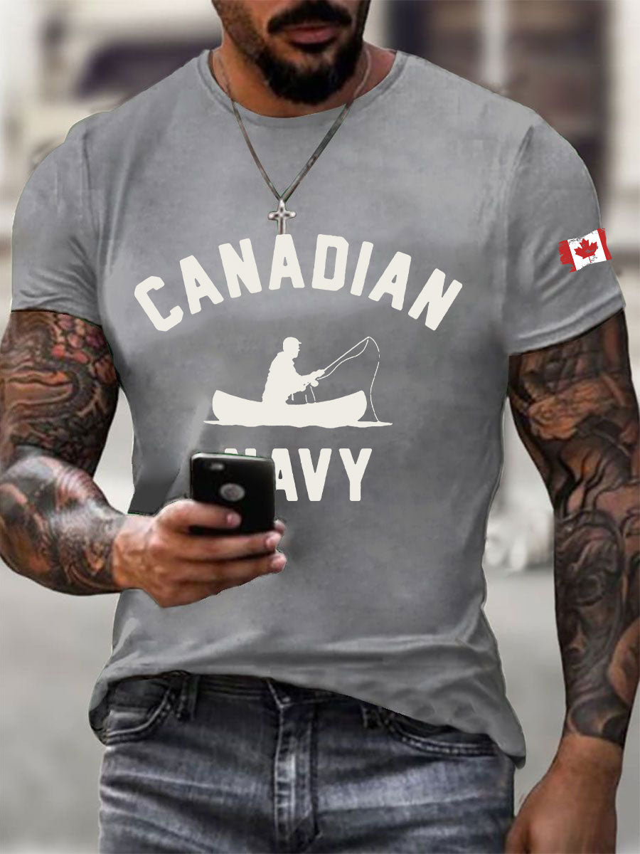 Men's Canadian Navy Printed Casual T-Shirt