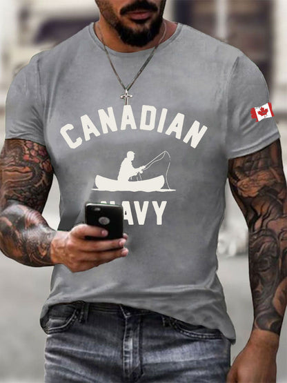 Men's Canadian Navy Printed Casual T-Shirt