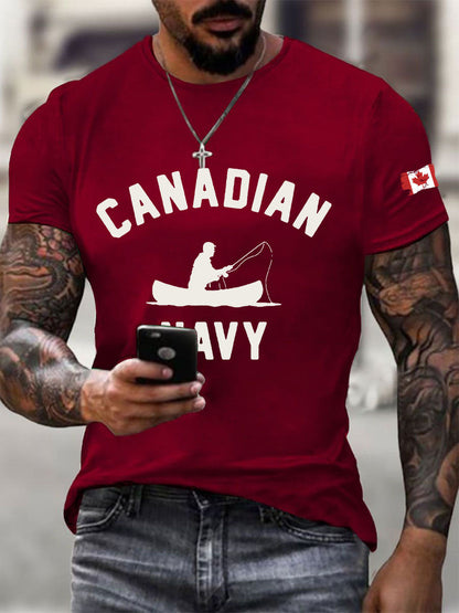 Men's Canadian Navy Printed Casual T-Shirt