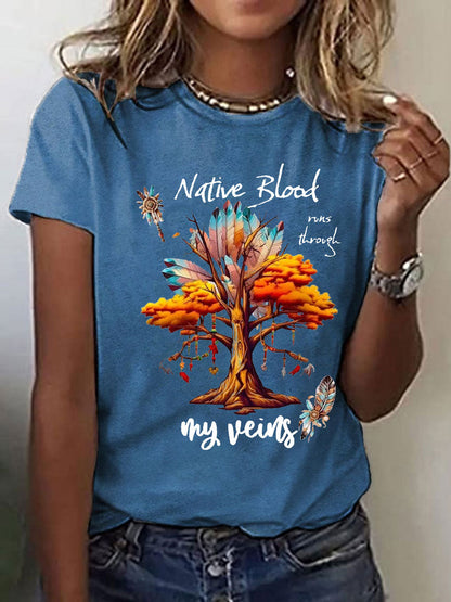 Women's Native American Printed Casual T-Shirt