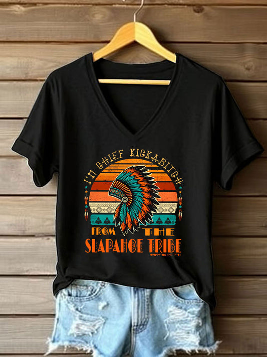 Women's I'm Chief Kickabitch Native American Print Casual T-Shirt