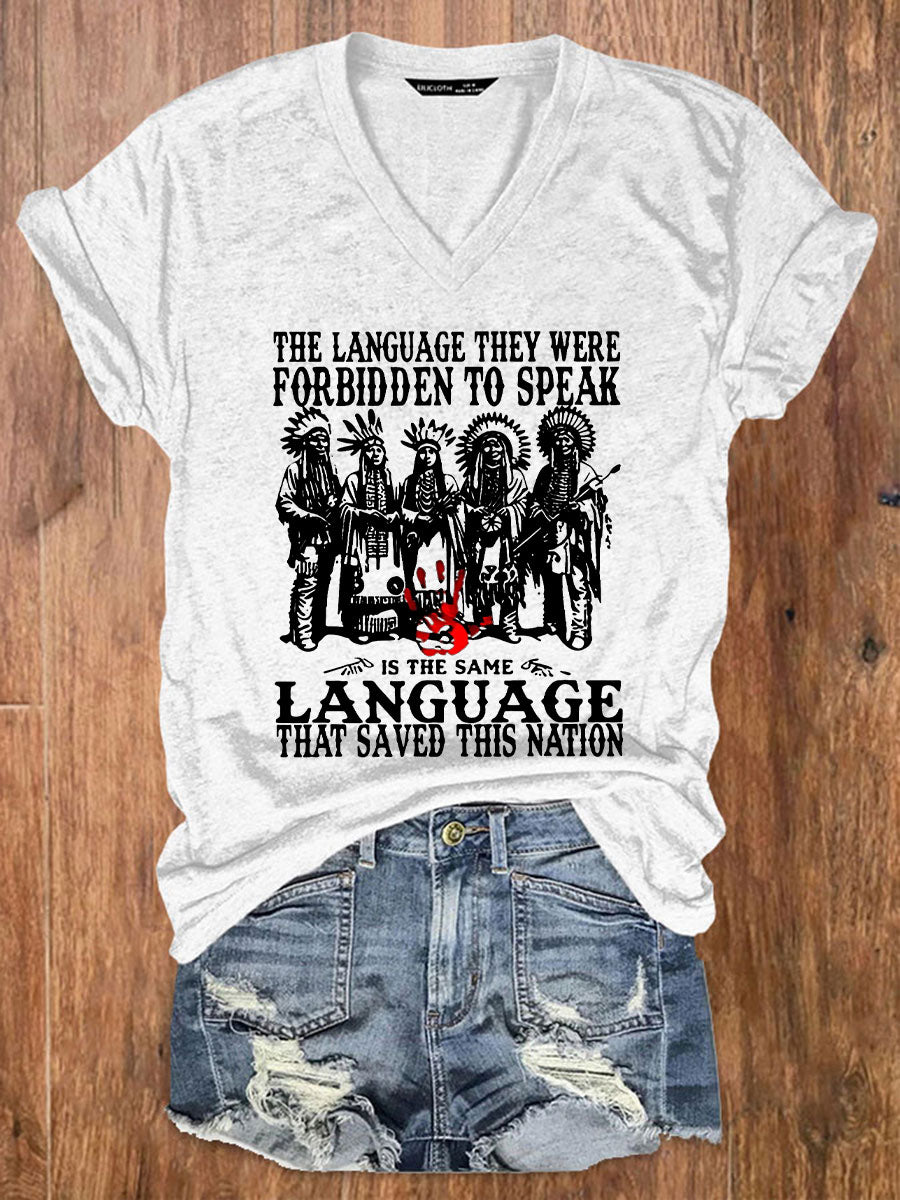 Women's The Language They Were Forbidden To Speak Printed Casual T-shirt