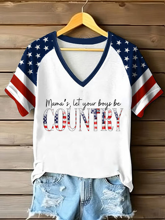 Women'sMomma Let Your Boys Be Country Short-sleeved T-shirt