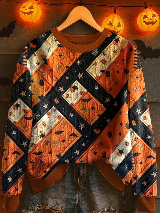 Women's Halloween Pumpkin Art Print Casual Sweatshirt