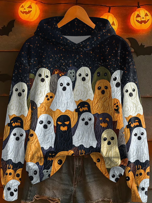 Women's Halloween Ghost Print Casual Hoodie