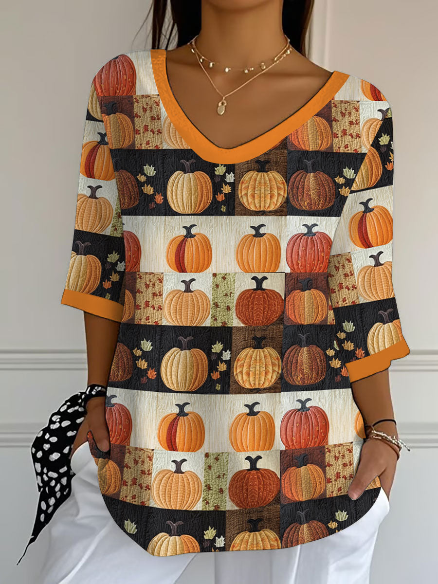 Women's Pumpkin Art Print Casual T-Shirt