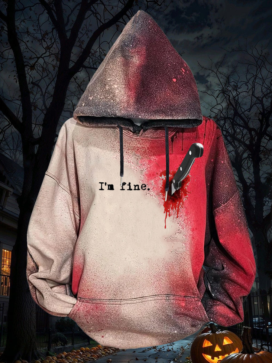 Women's I‘m Fine Halloween Blood Stains Regular Sweatshirt
