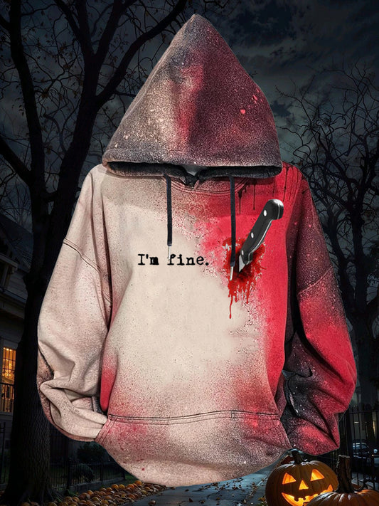 Women's I‘m Fine Halloween Blood Stains Regular Sweatshirt