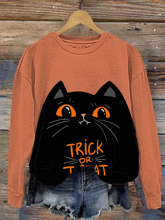Women's Halloween Trick Or Treat Printed Sweatshirt
